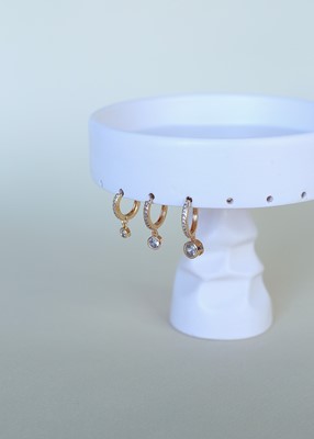 sallantılı zirkon taşlı üçlü küpe seti