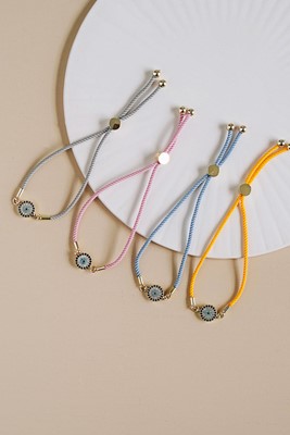 zirkon nazarlı renkli İp bileklik 