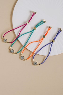 zirkon nazarlı renkli İp bileklik 