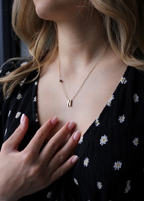 N harfli ve nazarlı çelik kolye