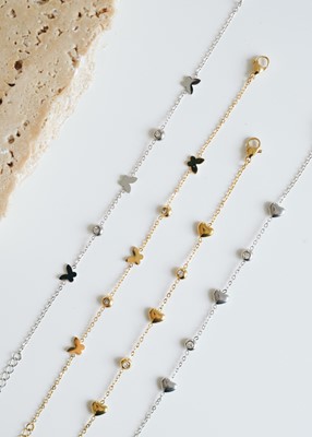 Araları Taş Detaylı Çelik Bileklik