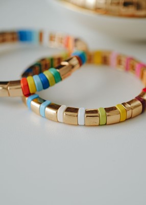 Renkli ve Gold Renkli Seramik Kaplama Bileklik