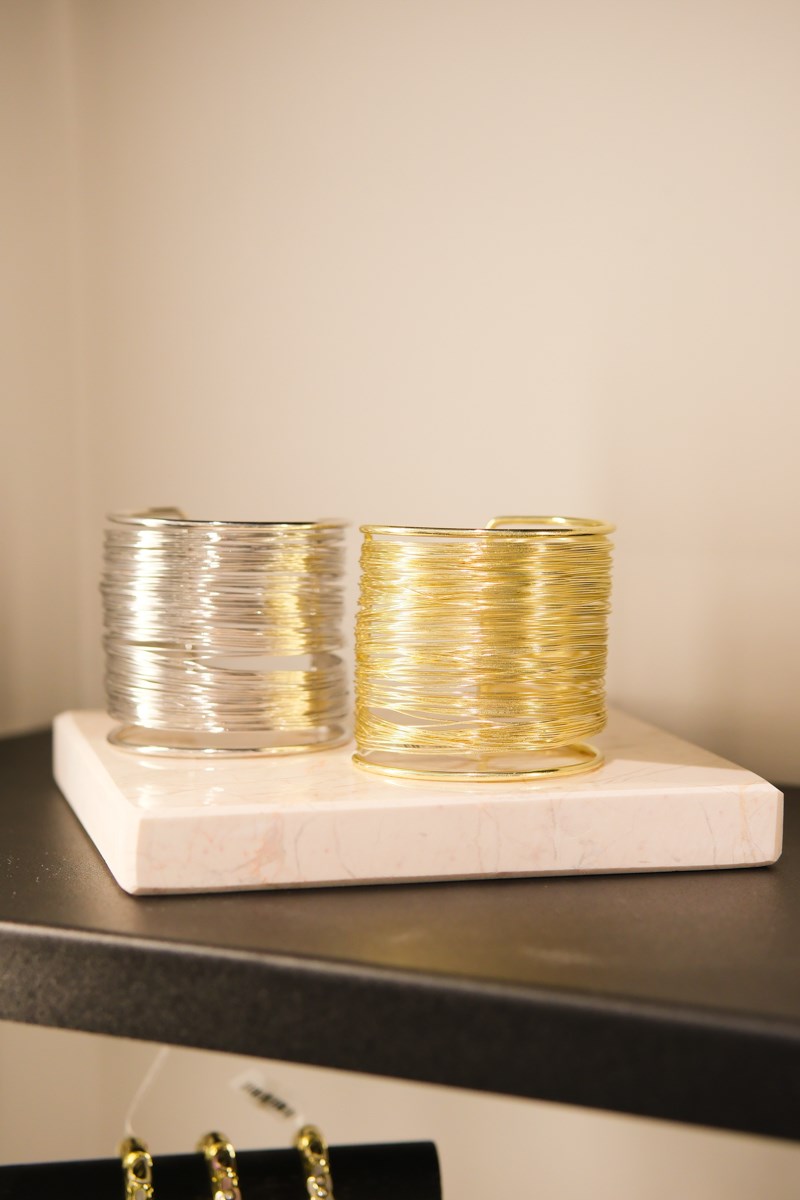 Tel Sarılı Tasarım Kalın Gold Kelepçe