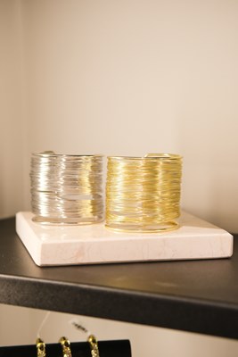 Tel Sarılı Tasarım Kalın Gold Kelepçe