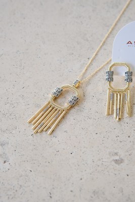 Gümüş Taşlı Tasarım Gold Kolye