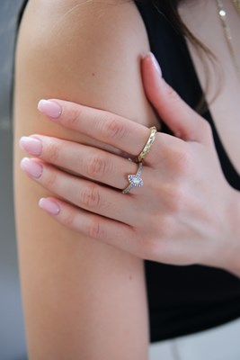 Markiz Taşlı Tasarım Gold Yüzük