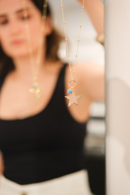 Taşlı Yıldız Tasarım Gold Kolye