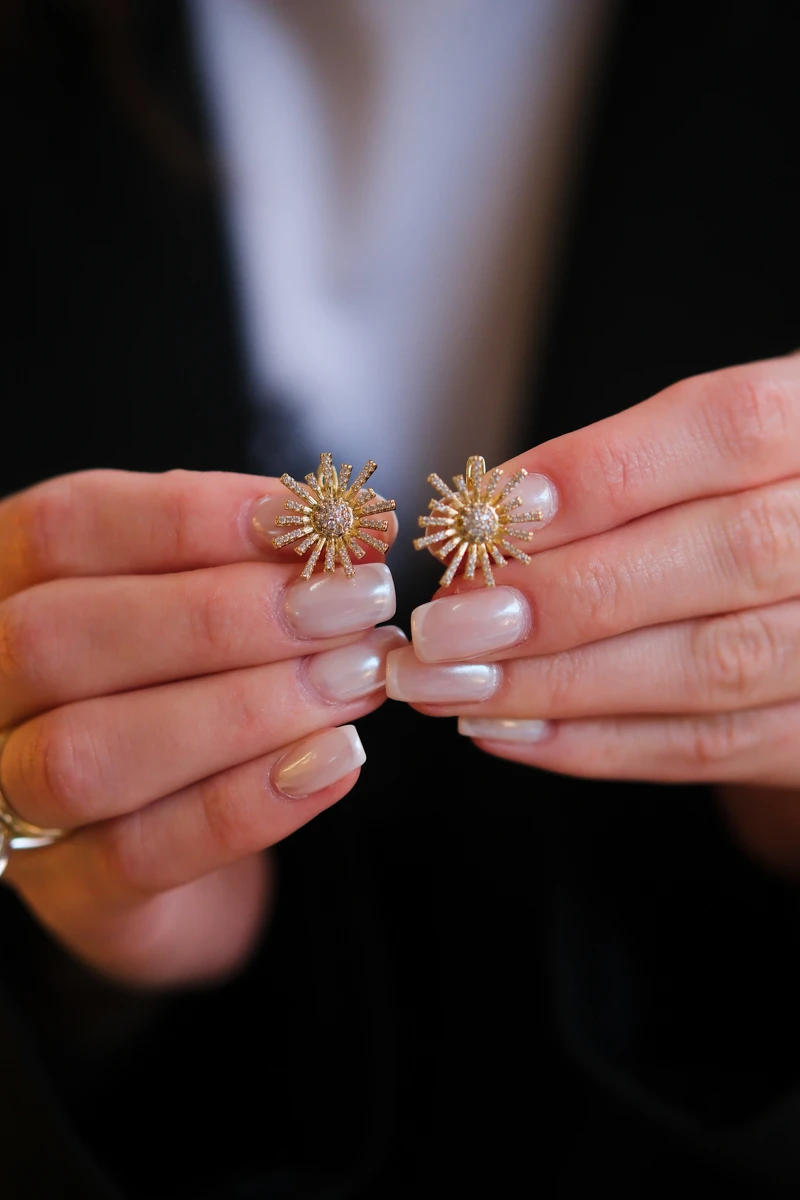 Havai Fişek Tasarım Gold Küpe