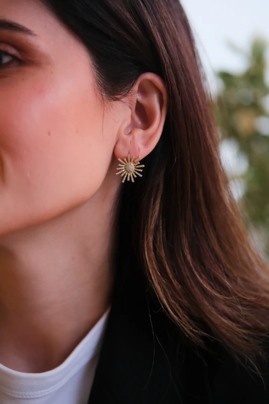 Havai Fişek Tasarım Gold Küpe