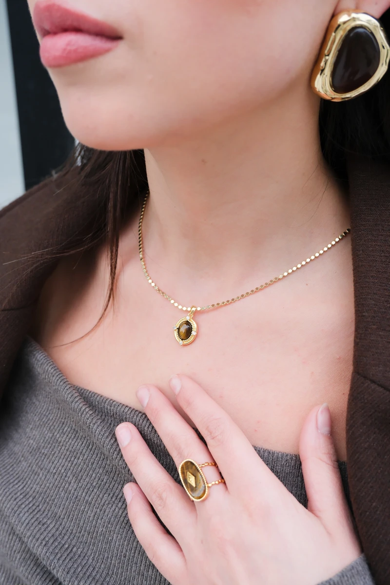 Doğaltaş Detaylı Ayarlanabilir Yüzük