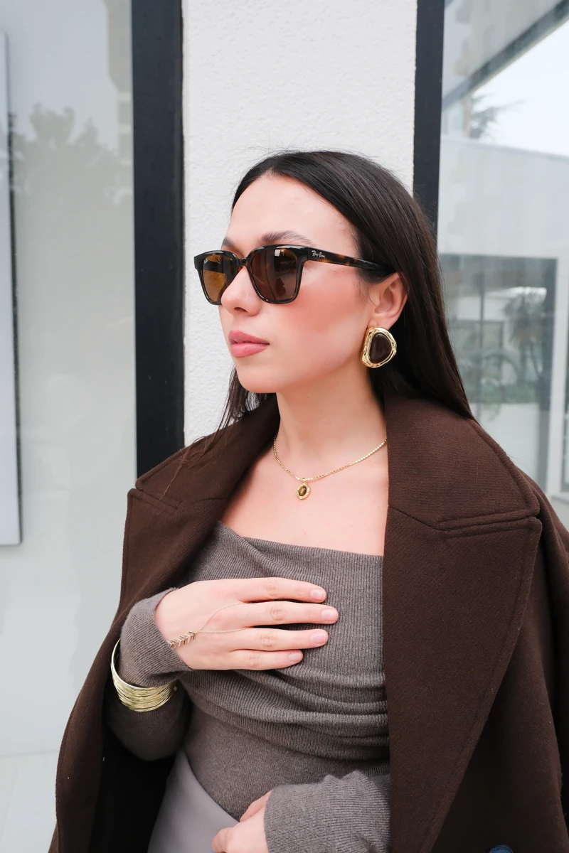 Doğaltaş Görünümlü Sabit Küpe