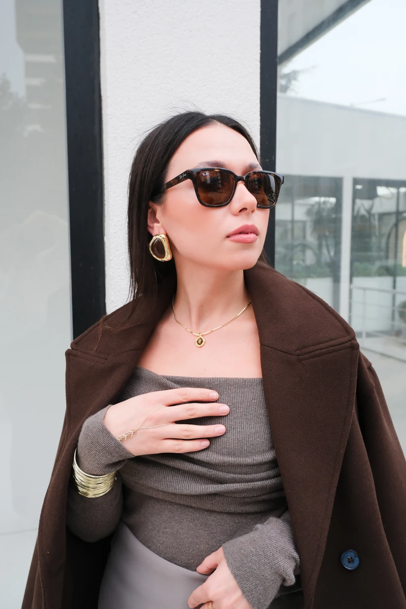 Doğaltaş Uçlu Kısa Ezme Zincir Kolye