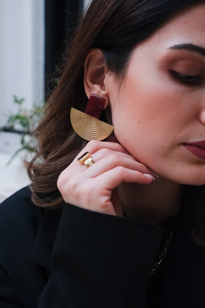 Kare Renkli Taşlı Tasarım Ayarlanabilir Yüzük