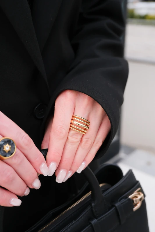 Çoklu Çizgi Tasarım Metal Ayarlabilir Yüzük