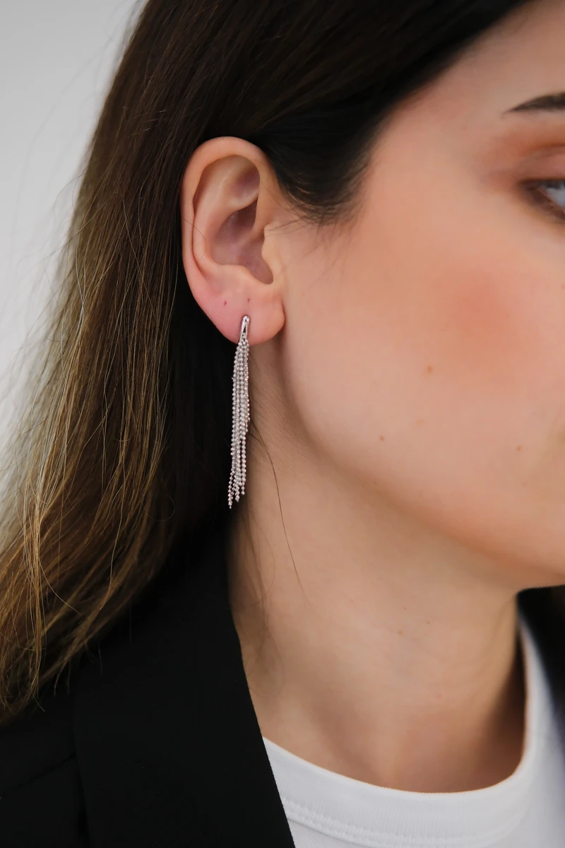 Topçuk Zincir Tasarım Küpe