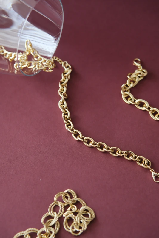 Oval Halka Tasarım Gold Zincir Bileklik