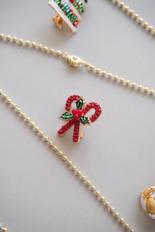 Yılbaşı Temalı İkili Baston Broş