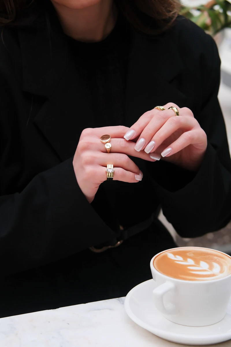 Markiz Taş Detaylı Gold Yüzük