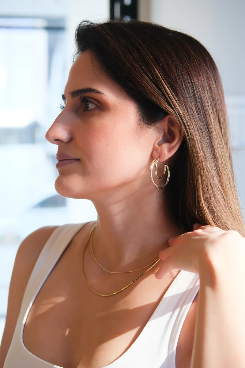 İkili Halka Tasarım Küpe