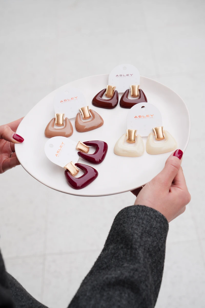 Çanta Tasarım Gold Küpe