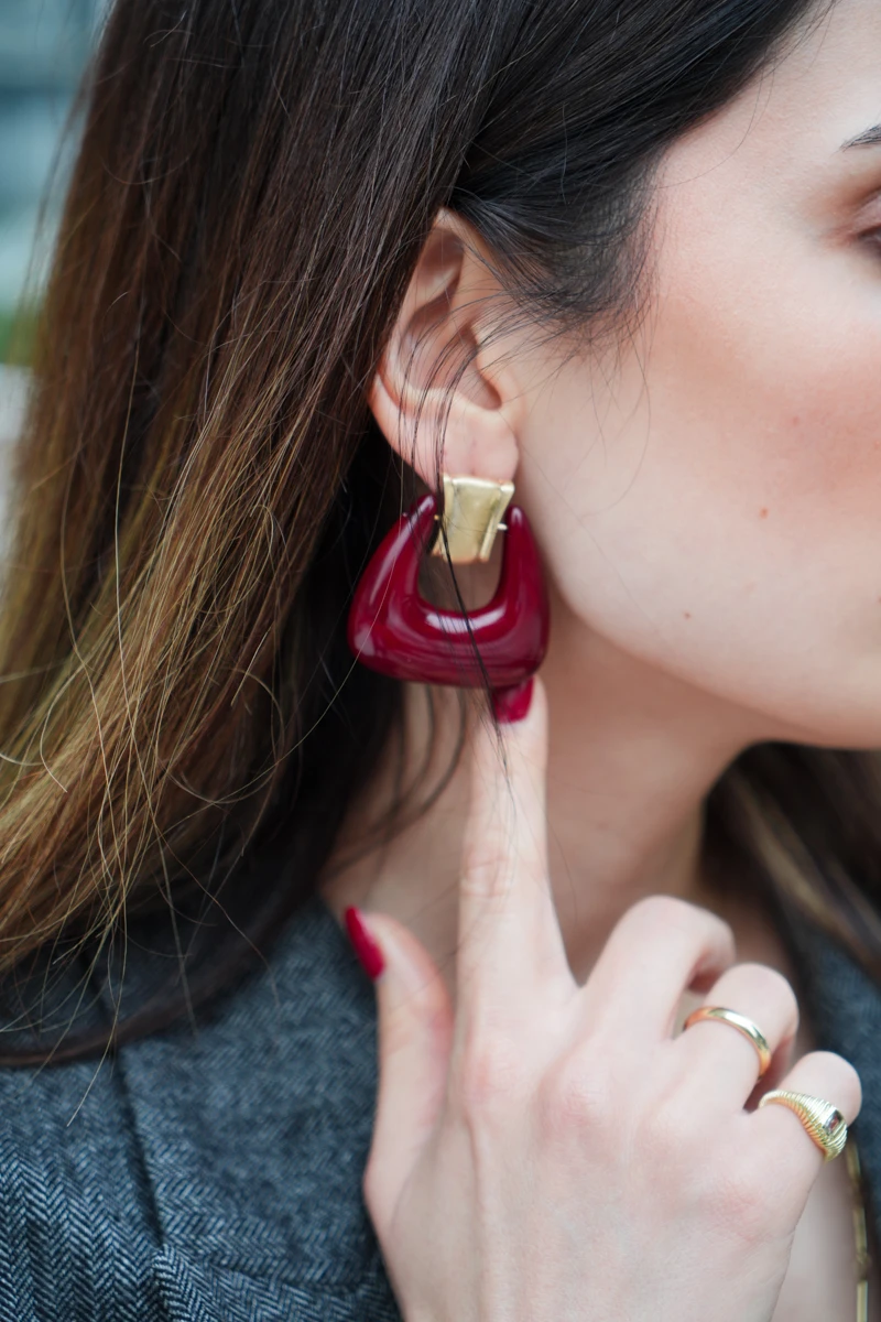 Çanta Tasarım Gold Küpe