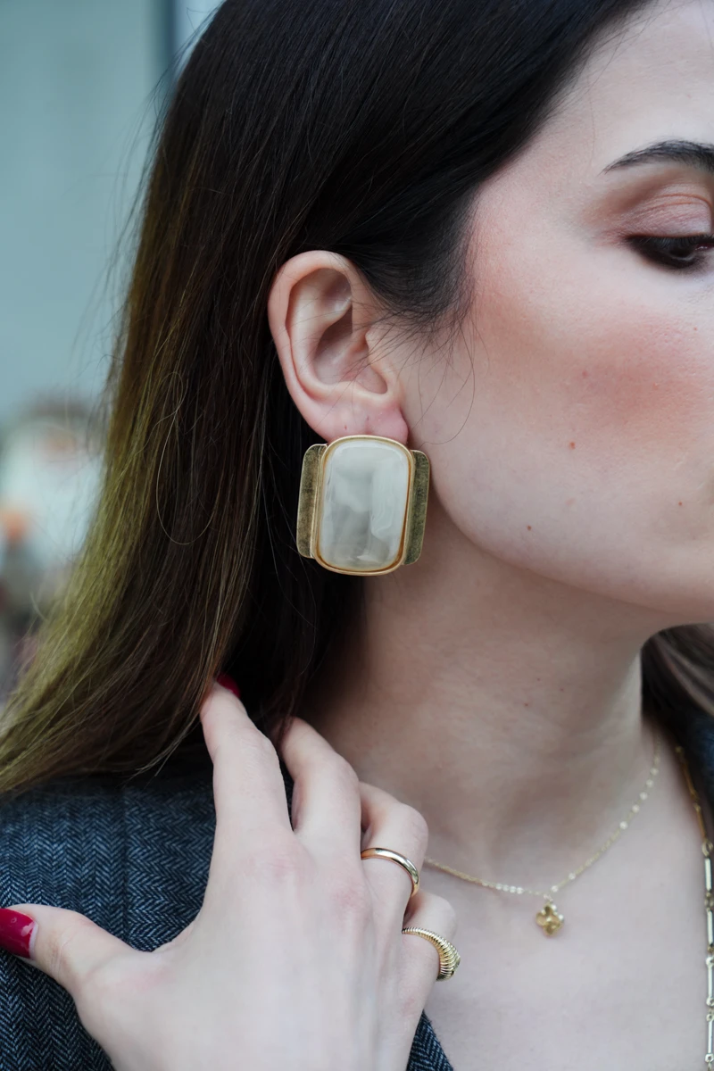 Doğal Taş Görünümlü Plaka Küpe