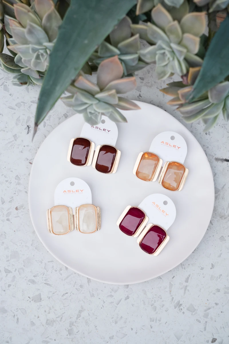 Doğal Taş Görünümlü Plaka Küpe