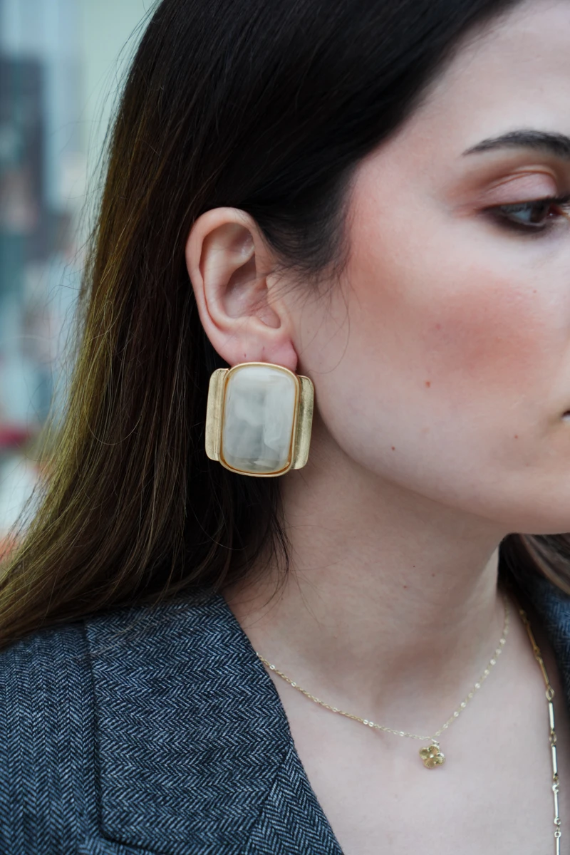 Doğal Taş Görünümlü Plaka Küpe