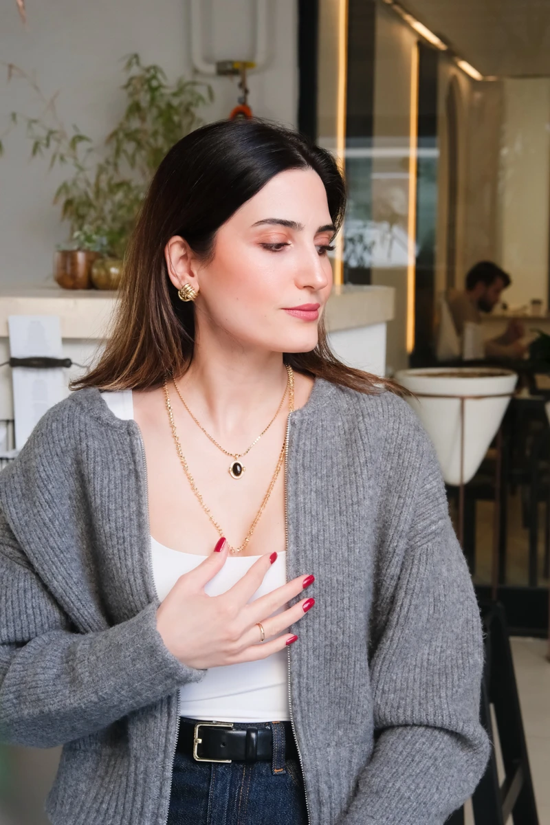 Halka Sıralı Uzun Gold Kolye