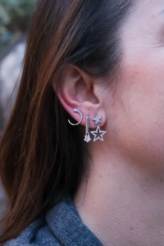 Yıldız Detaylı Tasarım Üçlü Küpe Seti