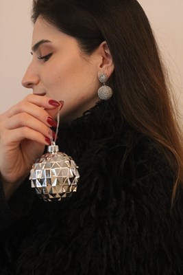 Taşlı Disko Topu Küpe