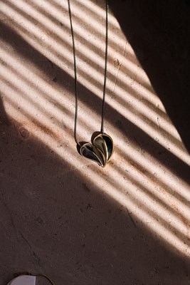 Çift Renk Birleşimli Kalp Tasarım Kolye