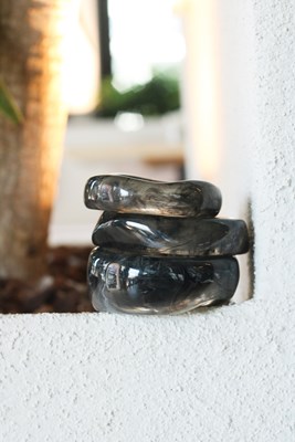 Üçlü Gri Kemik Tasarım Bileklik Seti