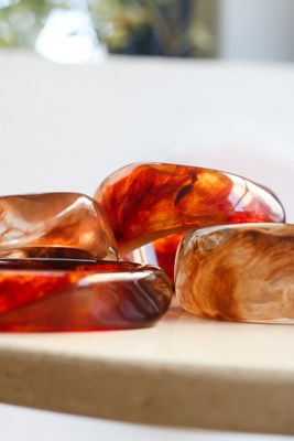 Üçlü Kızıl Kahve Kemik Tasarım Bileklik Seti