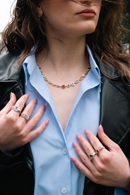 Renkli Taşlı 4'lü Kombin Yüzük Seti