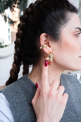 Düz Metal Tasarım Büyük Kıkırdak Küpe