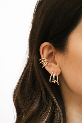 Araları Taşlı Çoklu Görünüm Kıkırdak Küpe