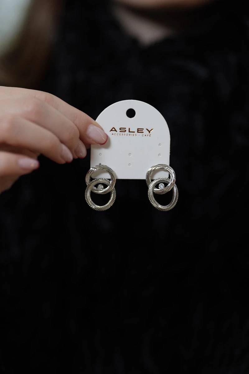 İkili Daire Birleşimli Tasarım Sabit Küpe