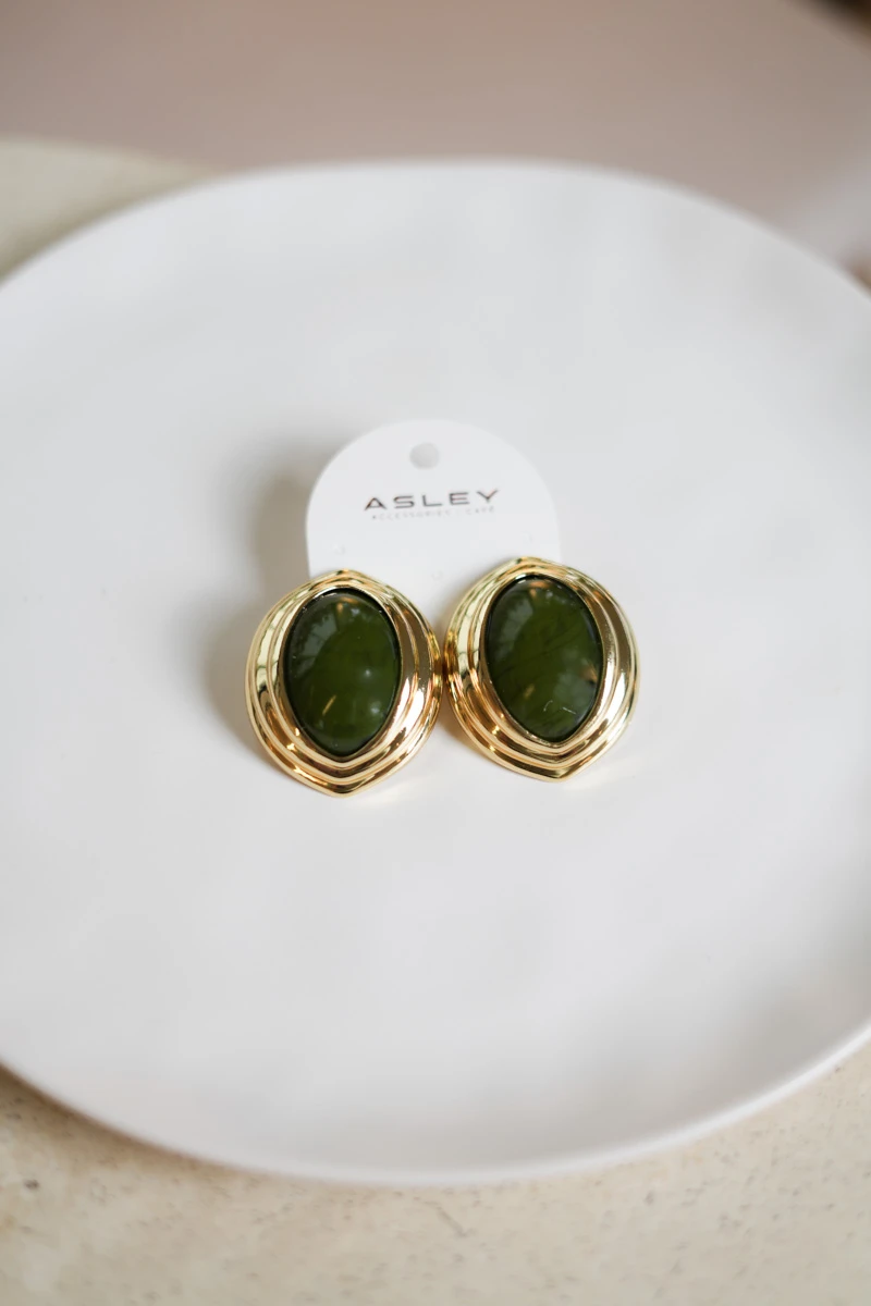 Mineli Göz Tasarım Gold Sabit Küpe