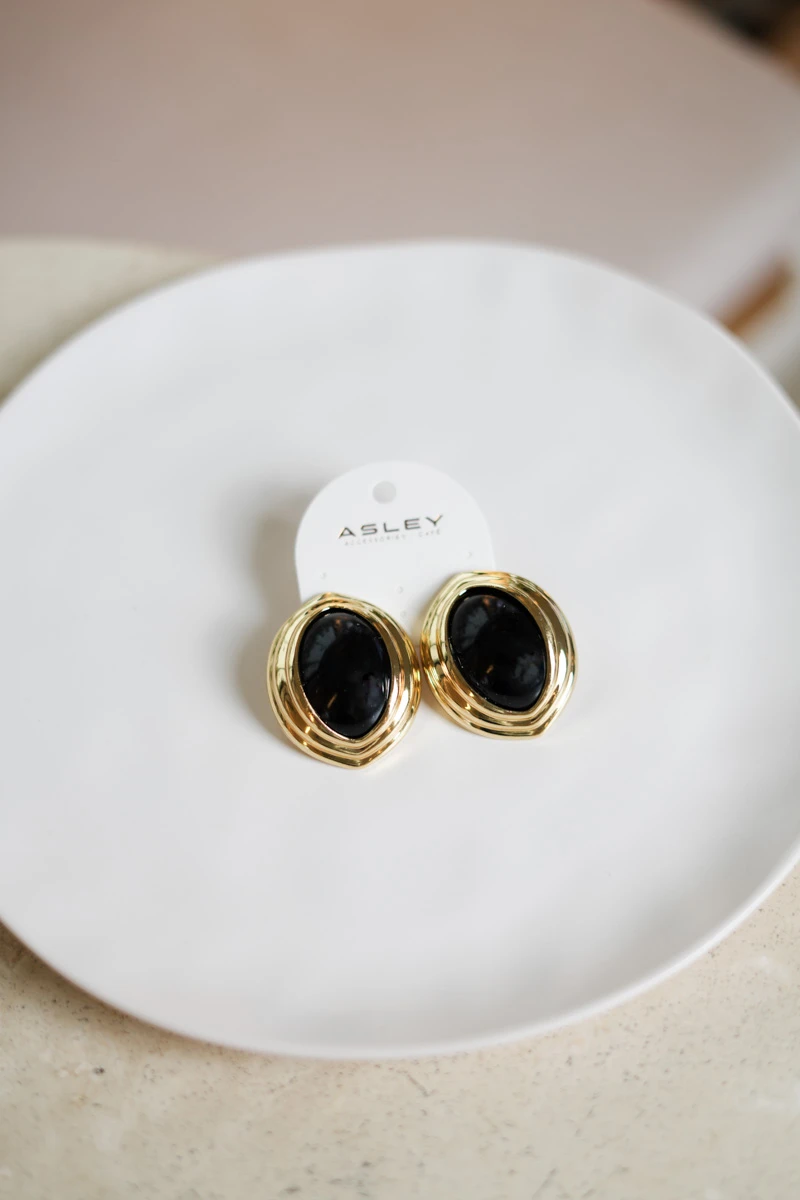 Mineli Göz Tasarım Gold Sabit Küpe