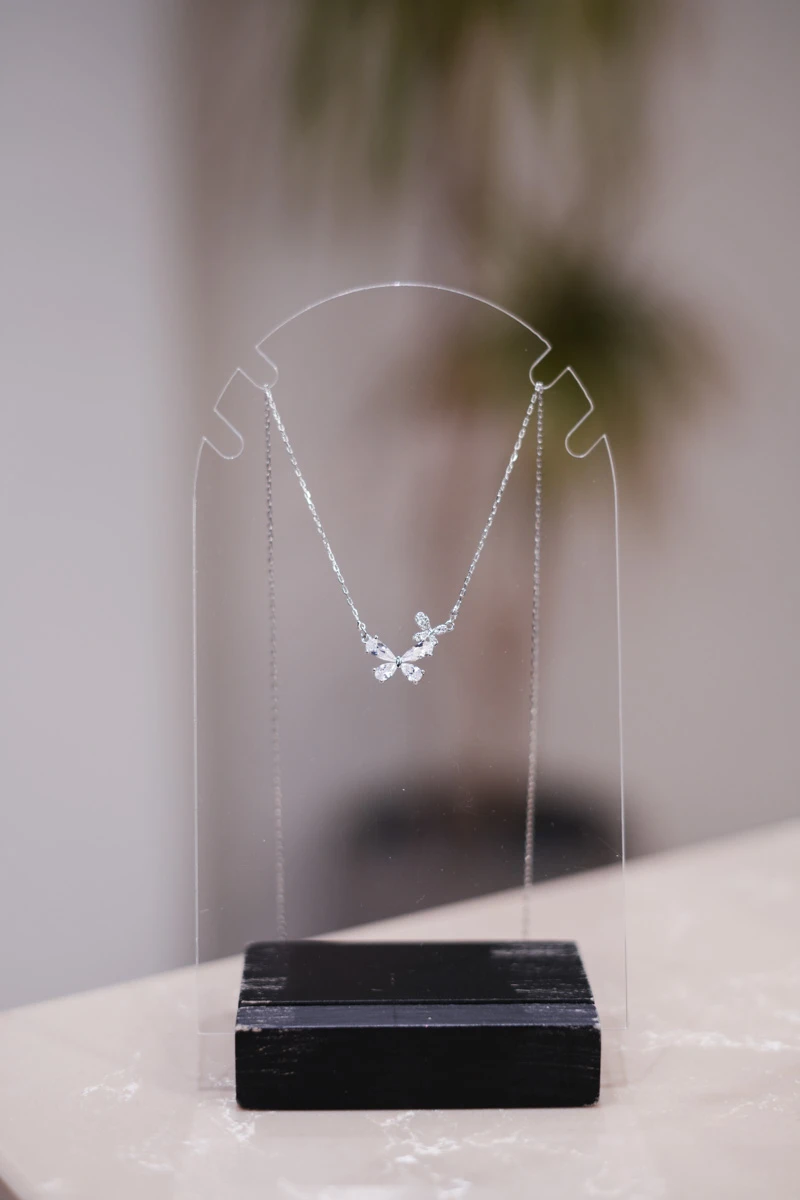 İkili Kelebek Tasarım İnce Kolye