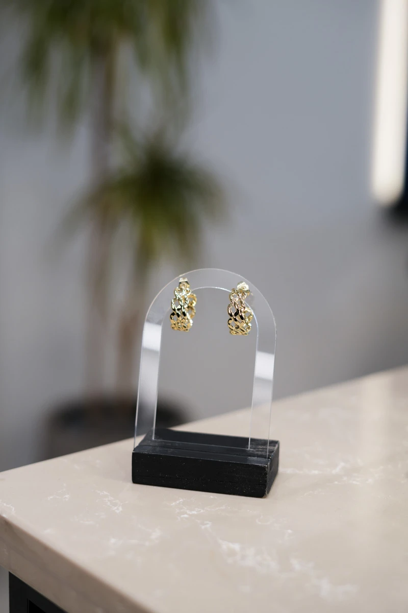 Zincir Tasarım Gold Halka Küpe