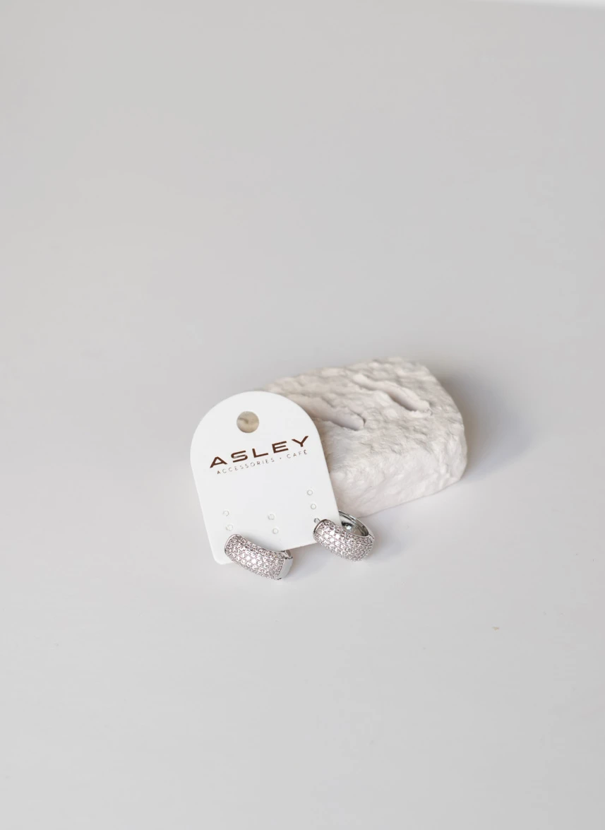 Ön Yüzü Taşlı Orta Boy Halka Küpe