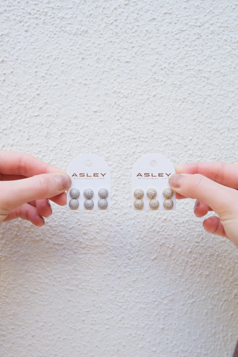 Çoklu Yarım Topçuk Tasarım Gümüş Küpe Seti