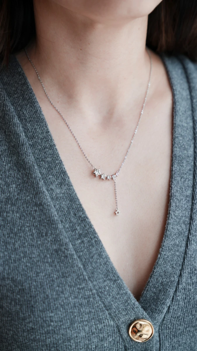 Yıldız Taş Sıralı İnce Kolye