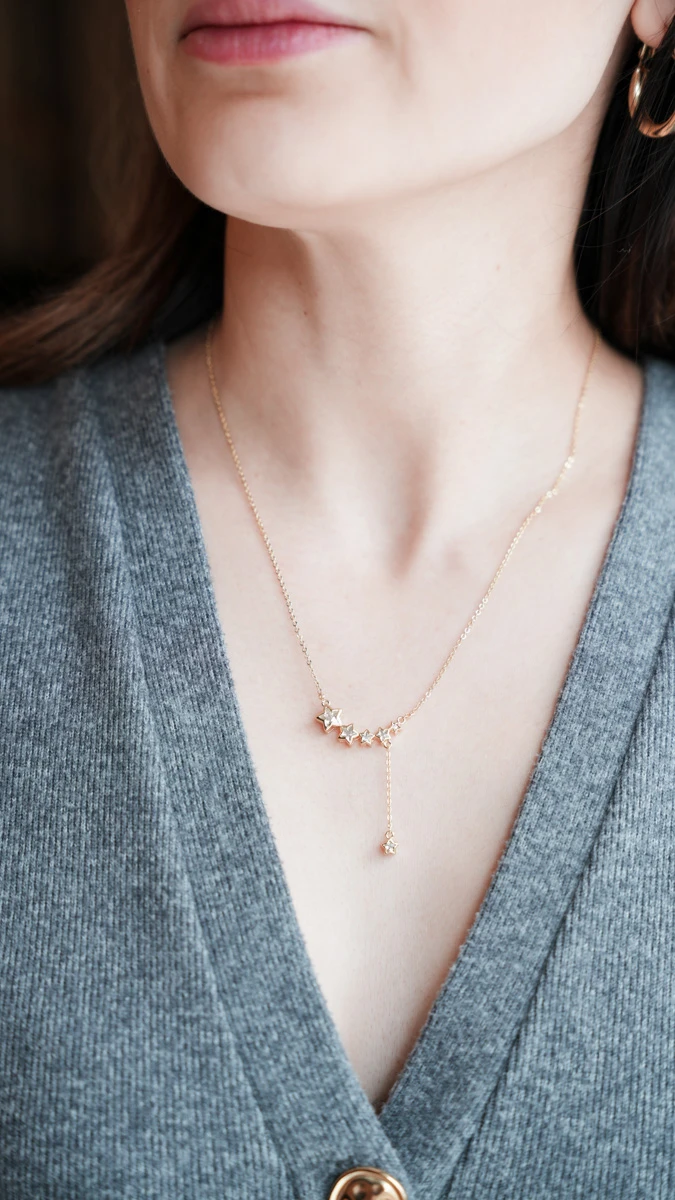 Yıldız Taş Sıralı İnce Kolye