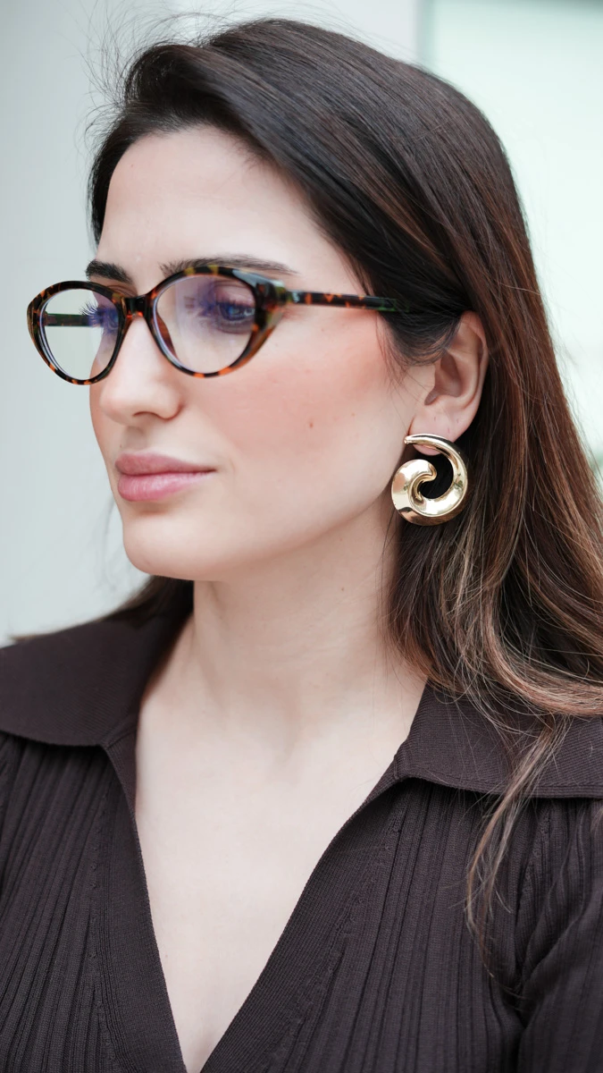 Dalga Tasarım Büyük Metal Küpe