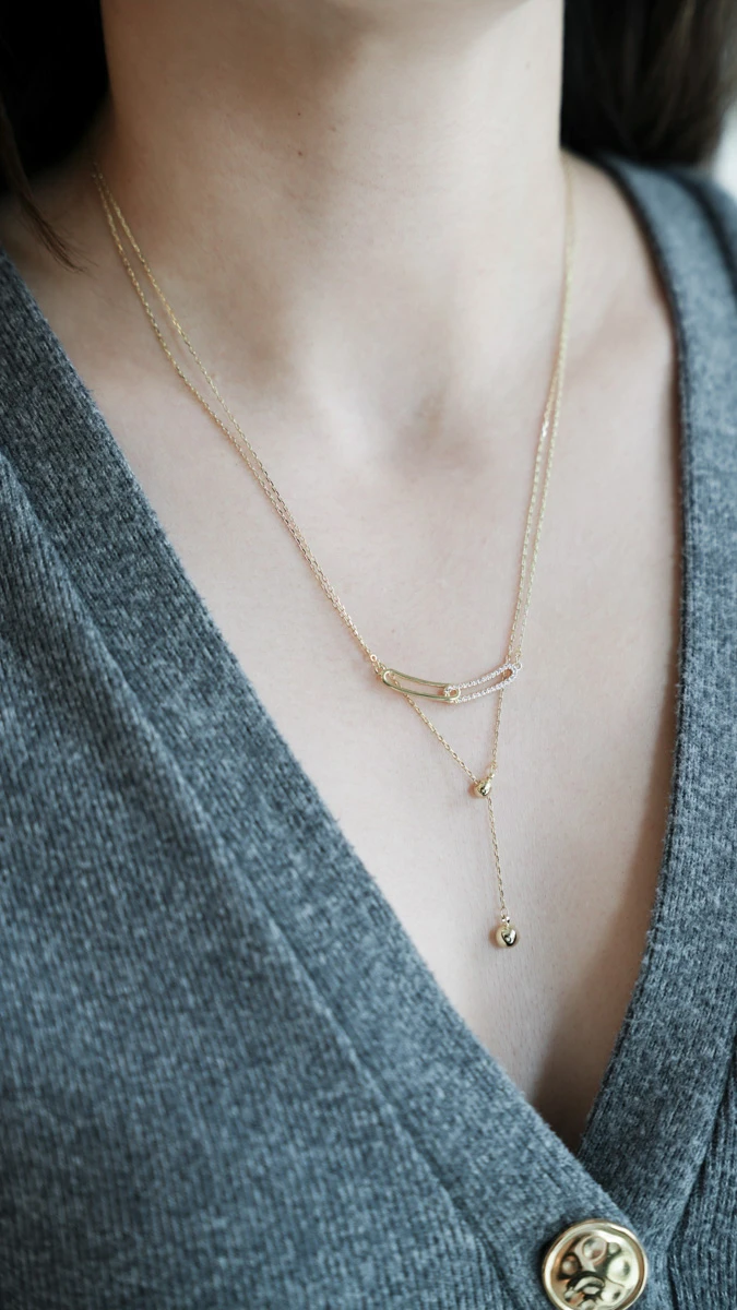 Filkete Görünümlü İkili İnce Kolye