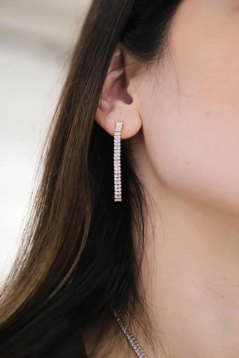 Baget Taşlı Kolye Küpe Seti