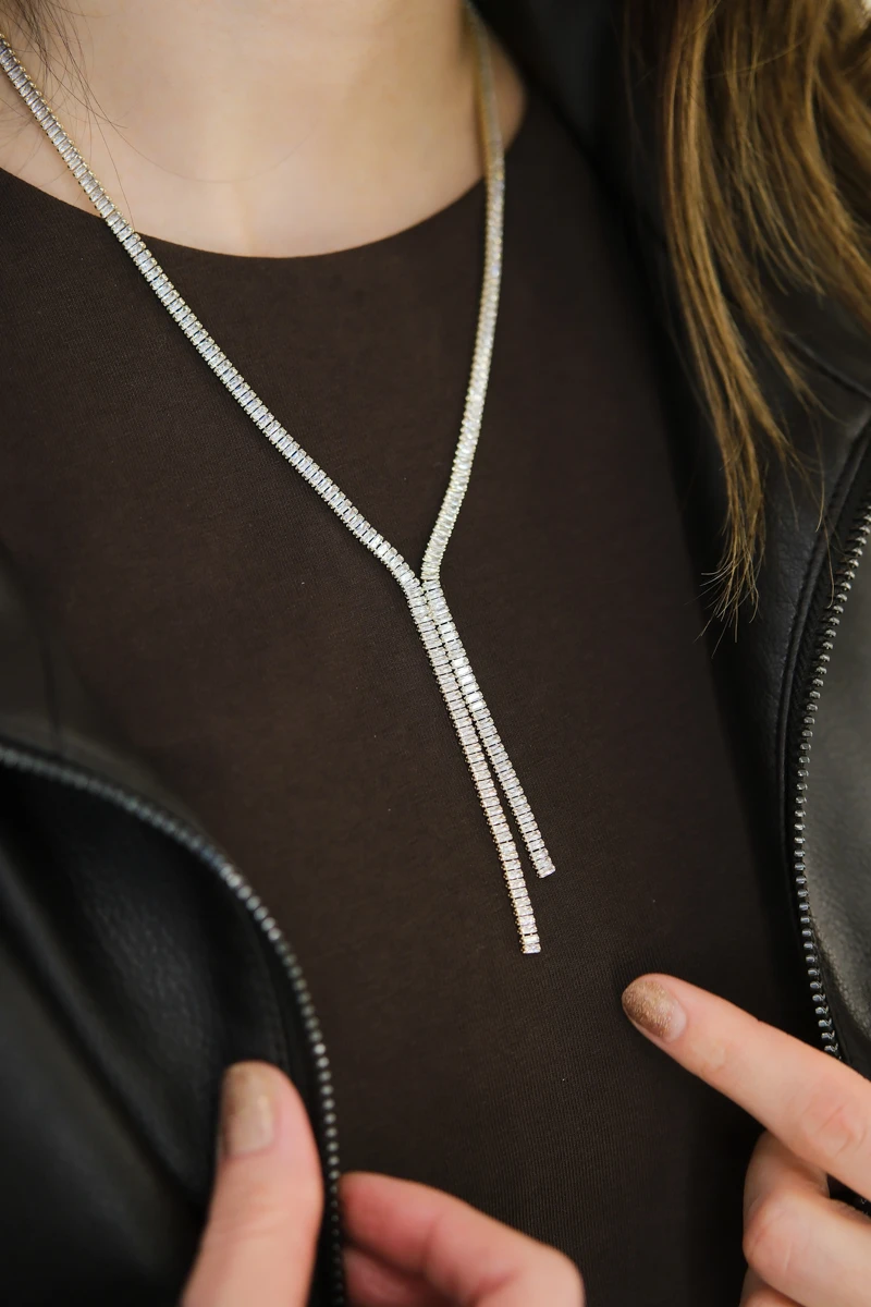 Baget Taşlı Kolye Küpe Seti